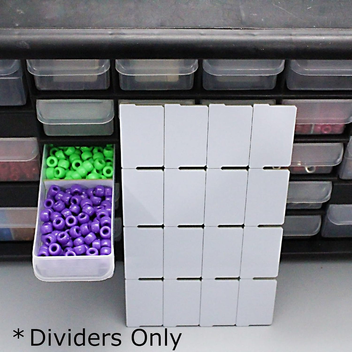 (64-Pack Small Drawer Dividers compatible with Craft Cabinet and Hardware Storage Organizers, (Dividers Only), Made of High-Strength Fiberglass, Easy to Label