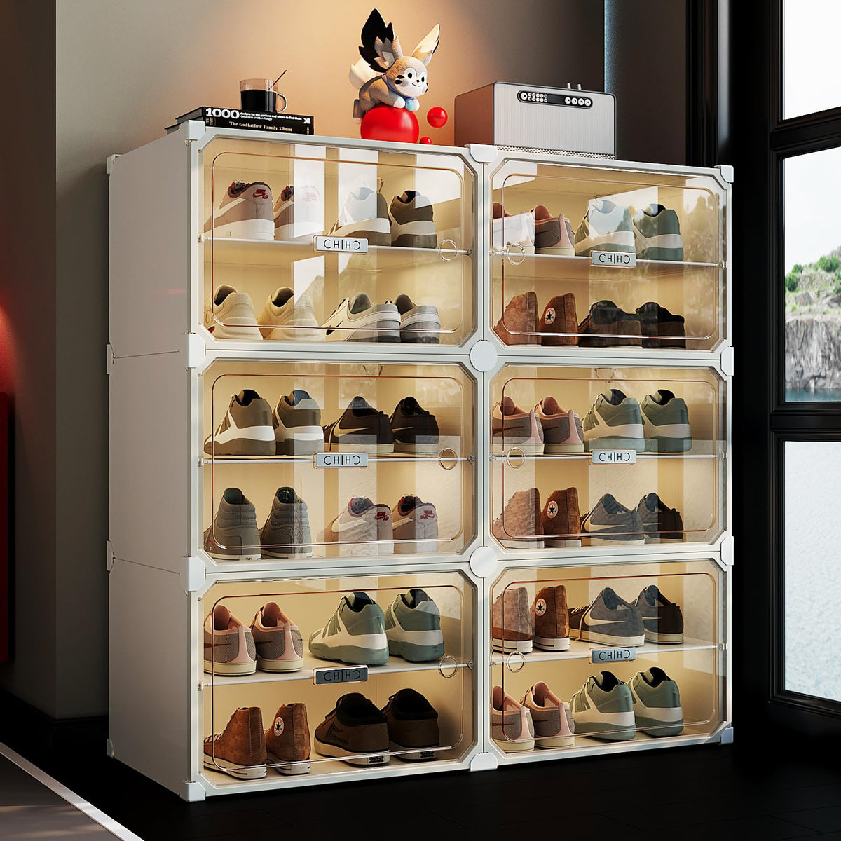 MAGINELS Shoe Rack,Expandable Shoe Cabinet Easy to Assemble. Shoe Storage with Door,Entryway, Closets, Hallway, and Bedroom.Accommodates Up to 40 Pairs of Shoes.