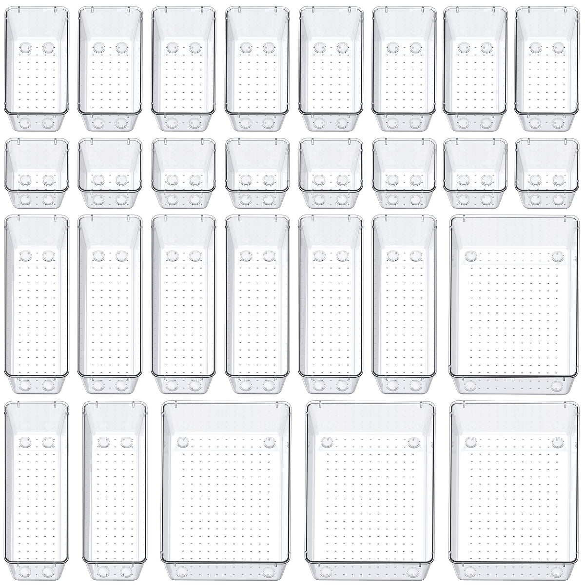SMARTAKE 13-Piece Drawer Organizers with Non-Slip Silicone Pads, 5-Size