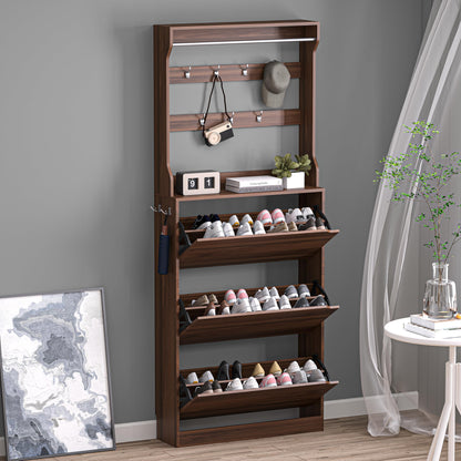 BORNOON Shoe Cabinet with 3 Flip Drawers, Hidden Wood Shoe Cabinet,Freestanding Shoe Storage Cabinet for Entryway Hallway.White. 47.2" H*31.5" W*9.45" D.