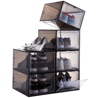 Attelite Shoe Storage Boxes Stackable Clear Shoe Organizer Cabinet,6 Pack