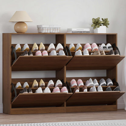 BORNOON Shoe Cabinet with 3 Flip Drawers, Hidden Wood Shoe Cabinet,Freestanding Shoe Storage Cabinet for Entryway Hallway.White. 47.2" H*31.5" W*9.45" D.