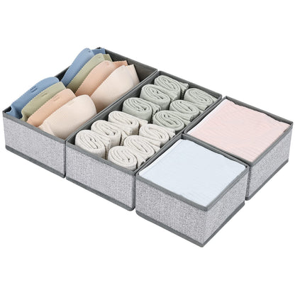 DIMJ Drawer Organizers Clothes, Dresser Organizer Bins for Baby Clothes,Underwear and Sock, Fabric Closet Organization and Storage Boxs, Drawer Dividers for Nursery, Clothing, Tie - 4 Pack, Beige