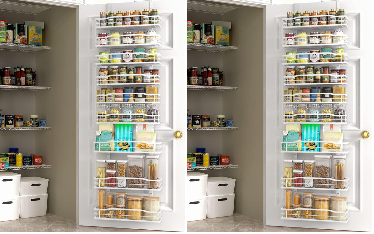 Moforoco 9-Tier Over The Door Pantry Organizer, Pantry Organization and Storage, Black Hanging Basket Wall Spice Rack Seasoning Shelves, Home & Kitchen Bedroom Bathroom House Essentials