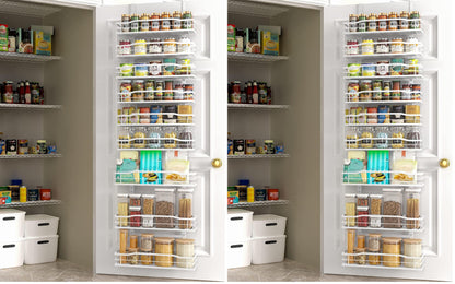 Moforoco 9-Tier Over The Door Pantry Organizer, Pantry Organization and Storage, Black Hanging Basket Wall Spice Rack Seasoning Shelves, Home & Kitchen Bedroom Bathroom House Essentials