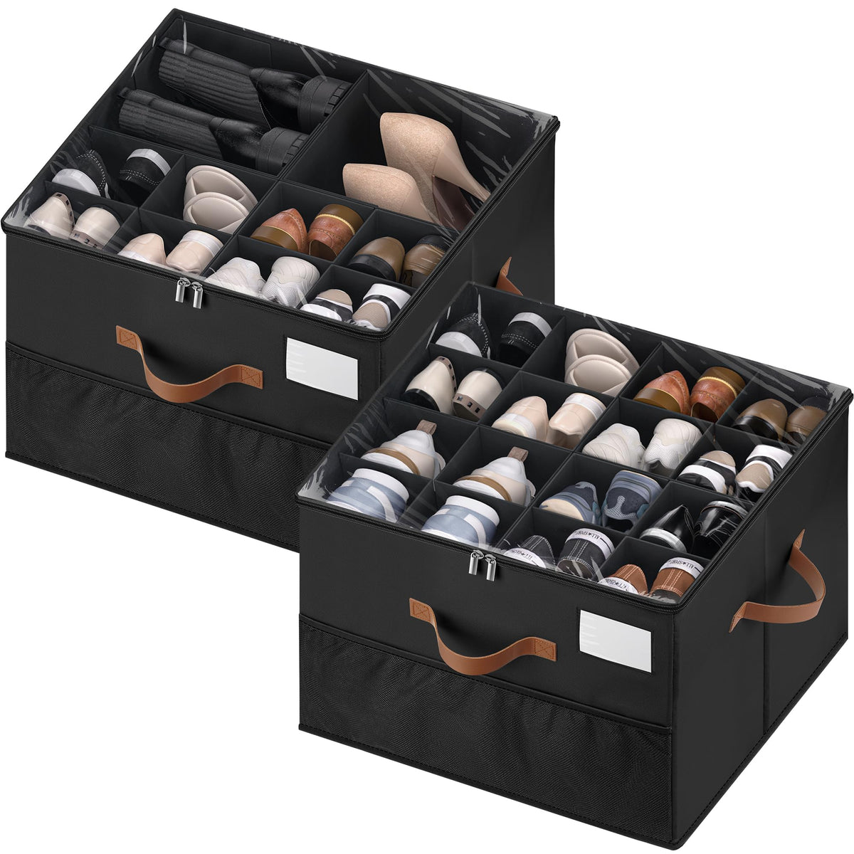 Shoe Organizer for Closet, Adjustable Storage Box Holds 32 Pairs