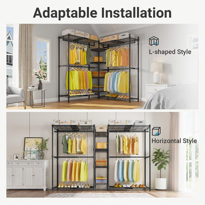 VIPEK X3 Expandable Heavy Duty Clothes Rack Closet Organizer System Black