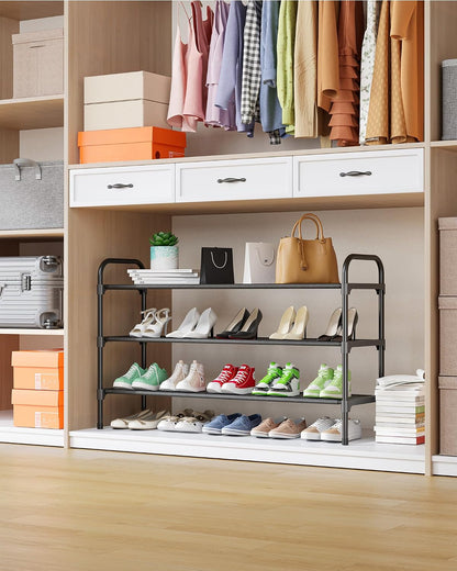 Kitsure Extra-Long Shoe Rack for Closet, 39.0" Wide - 3 Tier, Black