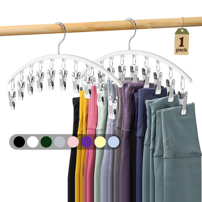 Volnamal Legging Organizer for Closet,2 Pack Metal Yoga Pants Hangers w/10 Clips Hold 20 Leggings,Space Saving Hanging Closet Organizer Clothes Hanger College Dorm Essentials Apartment Essential,Black