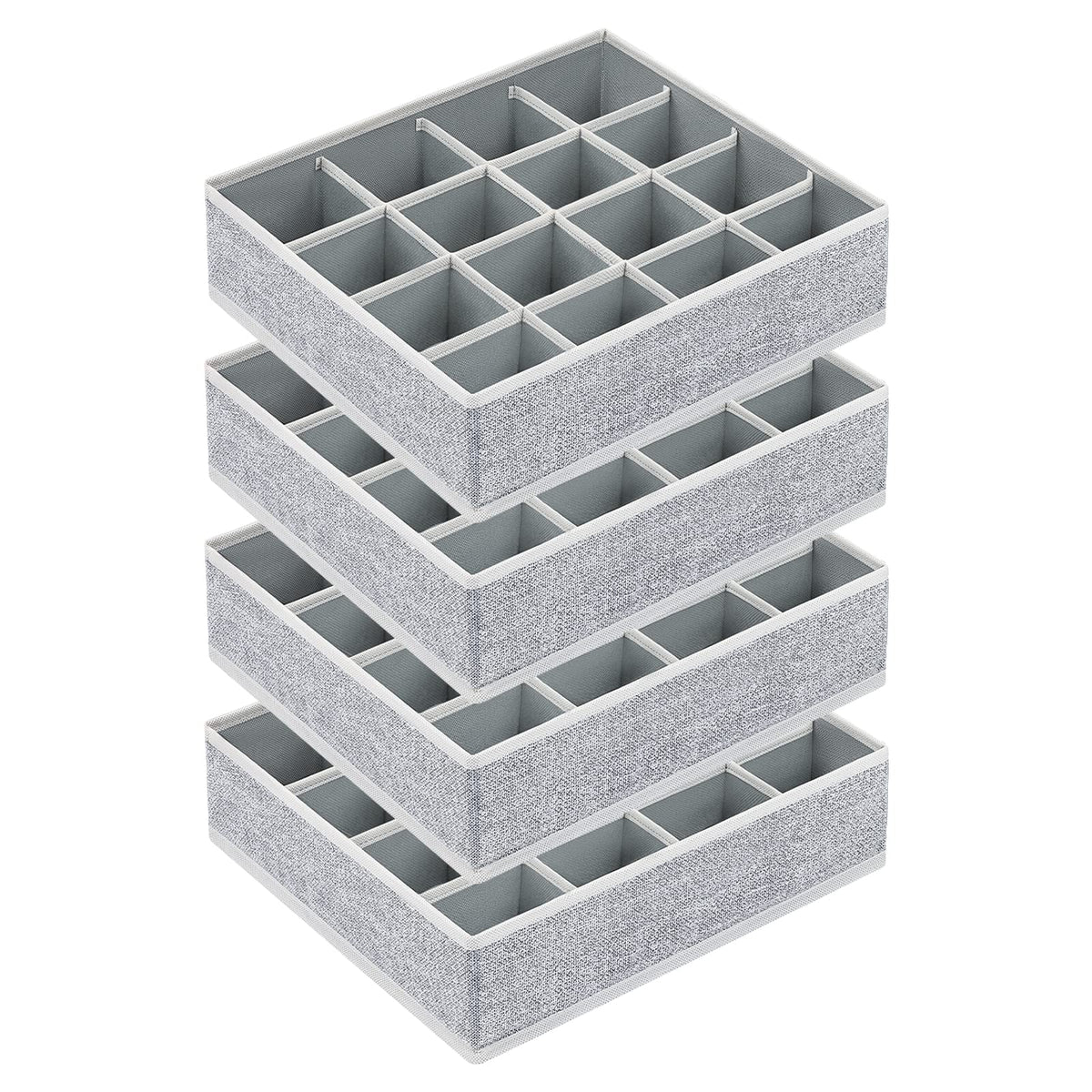 joyoldelf Sock Drawer Organizer Divider 2 Packs Underwear Organizer, 24 Cell Closet Organizers and Storage Organizer Sock Holders Organizers for Storing Socks, Handkerchiefs, Ties, Belts (Grey)