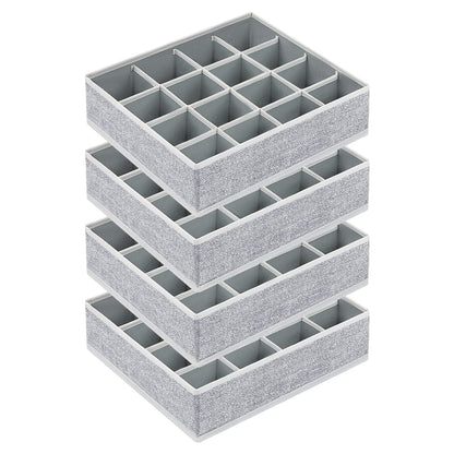 joyoldelf Sock Drawer Organizer Divider 2 Packs Underwear Organizer, 24 Cell Closet Organizers and Storage Organizer Sock Holders Organizers for Storing Socks, Handkerchiefs, Ties, Belts (Grey)