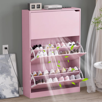 BORNOON Shoe Cabinet with 3 Flip Drawers, Hidden Wood Shoe Cabinet,Freestanding Shoe Storage Cabinet for Entryway Hallway.White. 47.2" H*31.5" W*9.45" D.