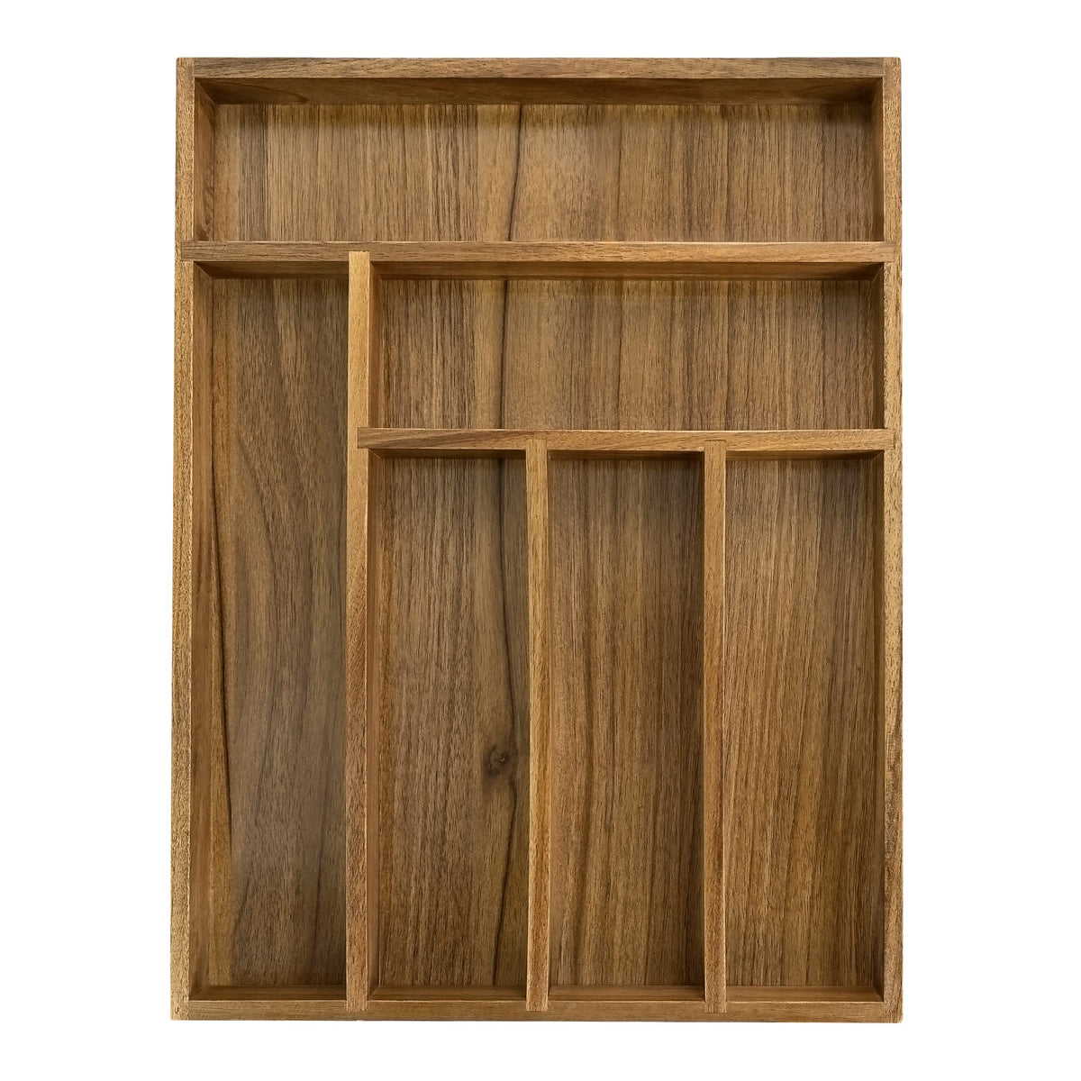 Luxury Acacia Kitchen Drawer Organizer - Silverware Organizer - Utensil Holder and Cutlery Tray with Grooved Drawer Dividers for Flatware and Kitchen Utensils (8 Slot), 17*12.4*2 inch