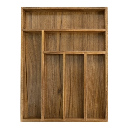 Luxury Acacia Kitchen Drawer Organizer - Silverware Organizer - Utensil Holder and Cutlery Tray with Grooved Drawer Dividers for Flatware and Kitchen Utensils (8 Slot), 17*12.4*2 inch