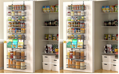 Moforoco 9-Tier Over The Door Pantry Organizer, Pantry Organization and Storage, Black Hanging Basket Wall Spice Rack Seasoning Shelves, Home & Kitchen Bedroom Bathroom House Essentials