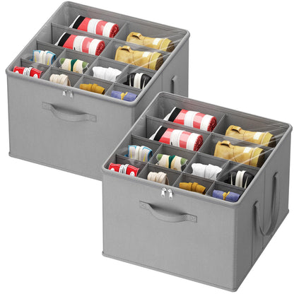Lifewit Shoe Storage Organizer for Closet, Holder Box, 2 Pack, Gray
