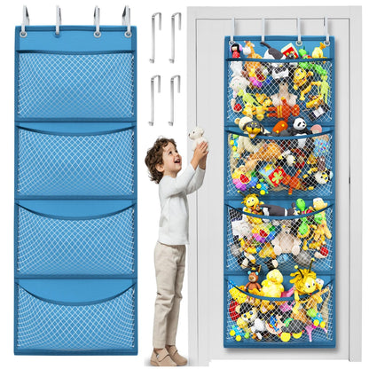 Honeyera The Original Stuffed Animal Storage (Patented) - Over Door Organizer for Stuffies, Baby Ideas Holder, Toy Plush Hammock Hanging Net Big Girls Toddler Large Bag Animals Stuffy Behind