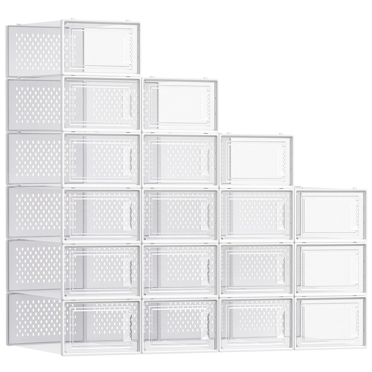 SONGMICS Shoe Boxes, Clear Plastic Sneaker Box, Pack of 12