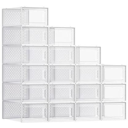 SONGMICS Shoe Boxes, Clear Plastic Sneaker Box, Pack of 12