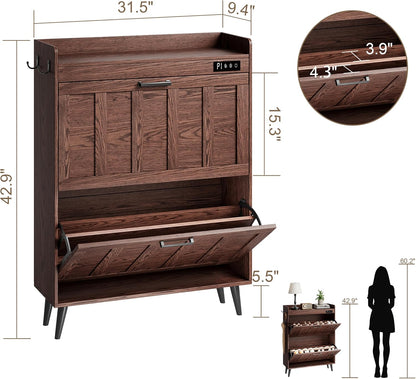 ChooChoo Shoe Storage Cabinet with 2 Flip Drawers and Deodorizer