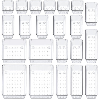 SMARTAKE 13-Piece Drawer Organizers with Non-Slip Silicone Pads, 5-Size