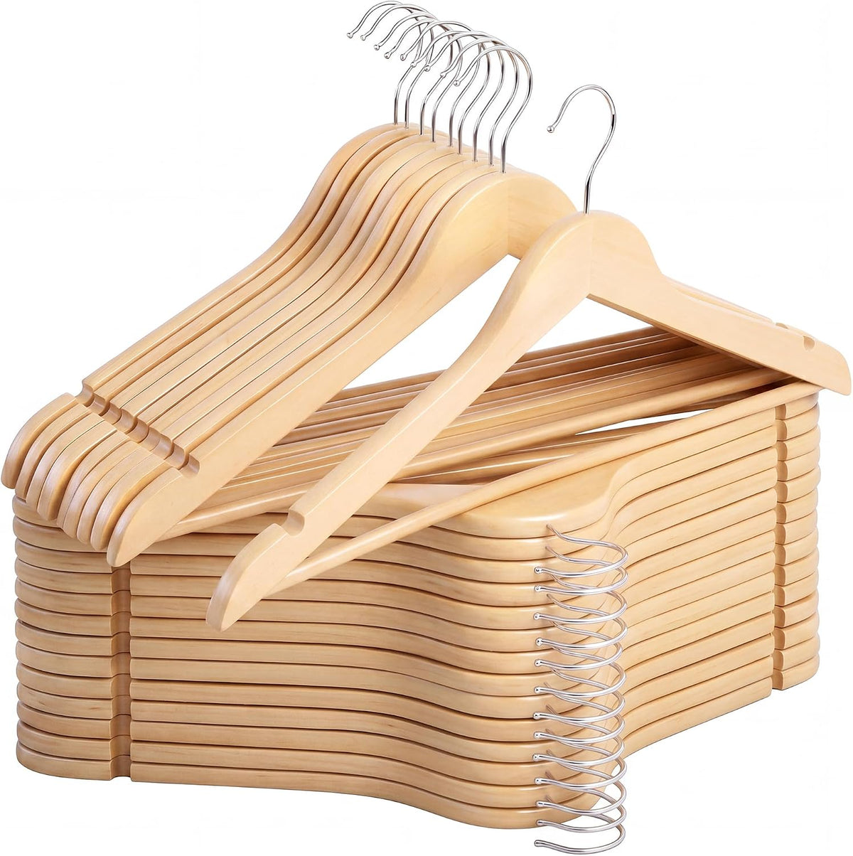 StorageWorks Wooden Coat Hangers, 30 Pack Wood Clothes Hanger for Closet