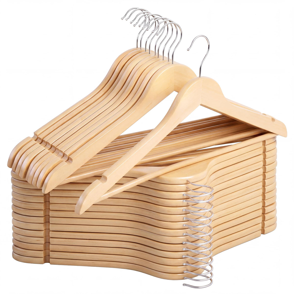 StorageWorks Wooden Coat Hangers, 30 Pack Wood Clothes Hanger for Closet