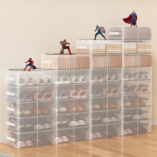 3 Pack Clear Shoe Closet Organizer for Boots Sneaker, 15.8" x 11.8" x 6"
