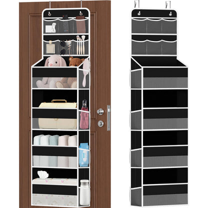 SpaceHacks 5-Tier Over the Door Organizer with Mesh Pockets, Dark Grey