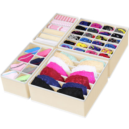 Simple Houseware 4-Pack Drawer Organizer Set for Underwear/Socks/Bra, Gray