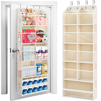 JARLINK Over the Door Organizer for Bedroom, Pantry Bathroom, 5 Shelf Beige