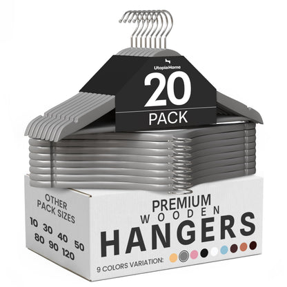 Utopia Home Wooden Hangers 20 Pack – Slim Suit Hangers Natural