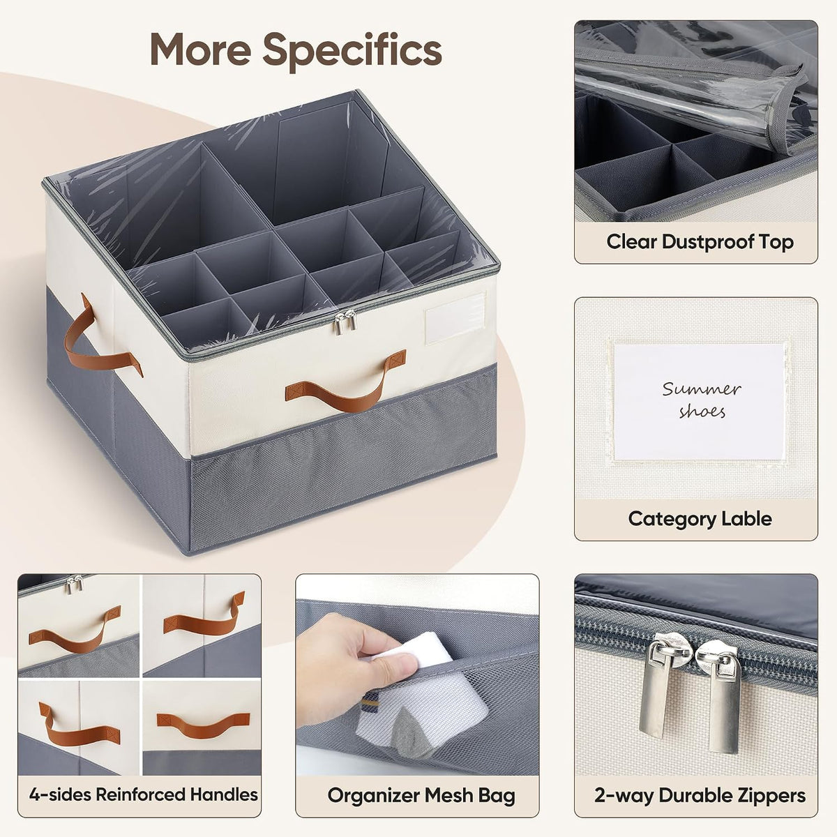 Shoe Organizer for Closet, Adjustable Storage Box Holds 32 Pairs