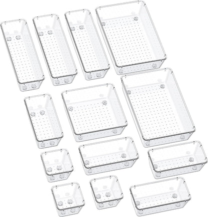 SMARTAKE 13-Piece Drawer Organizers with Non-Slip Silicone Pads, 5-Size