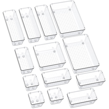 SMARTAKE 13-Piece Drawer Organizers with Non-Slip Silicone Pads, 5-Size
