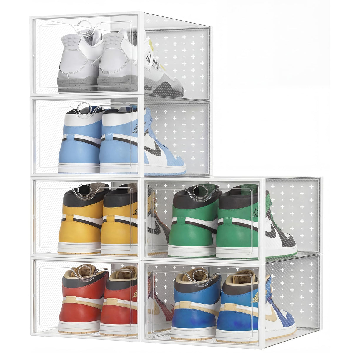 Pinkpum XXL 12 Pack Shoe Storage Box Clear Plastic Stackable Shoe Organizer