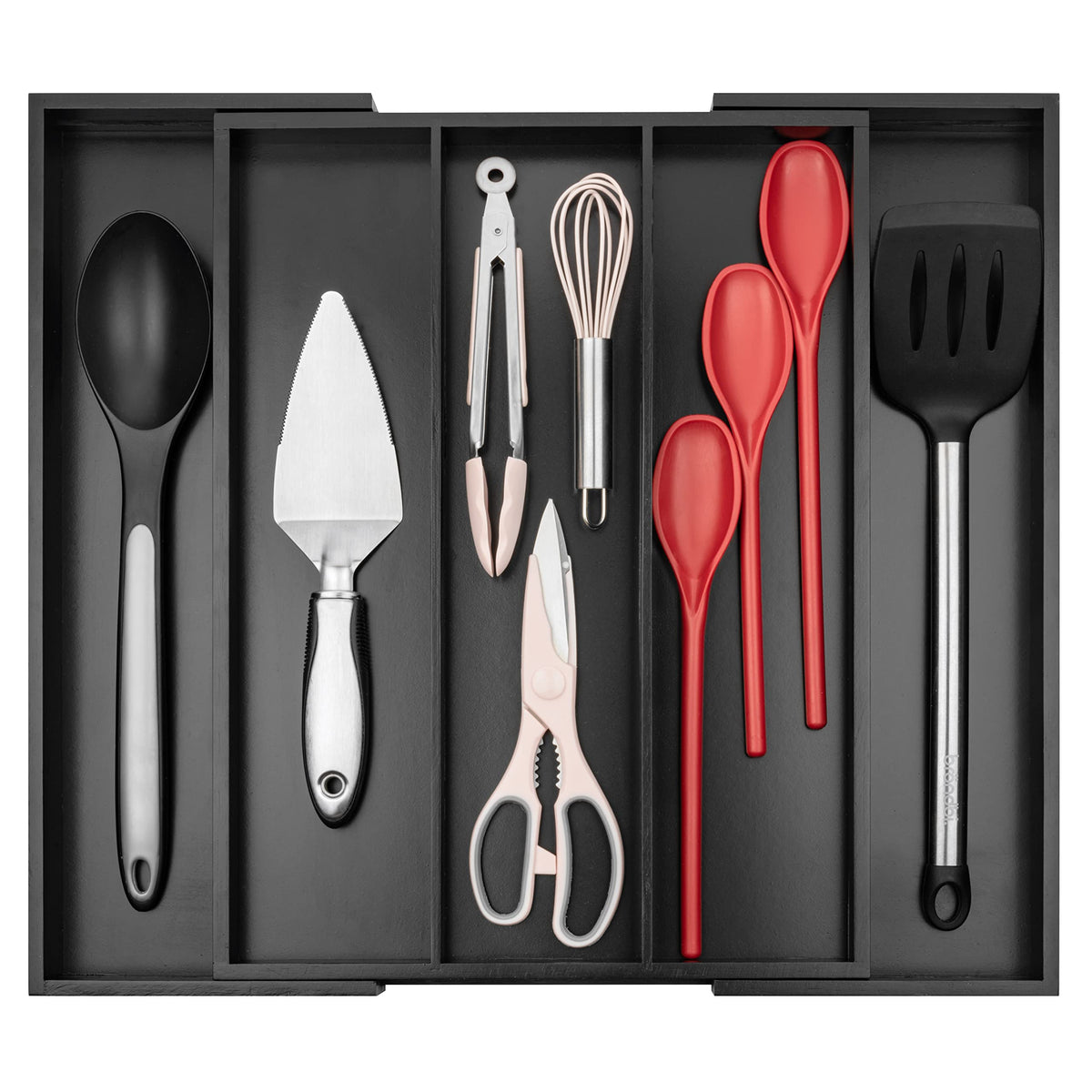 Purawood Bamboo Drawer Organizer - Expandable Silverware Organizer & Utensil Drawer Organizer, Cutlery Tray with Dividers, 7-9 Slots- Kitchen Organizer for Utensils & Flatware (Natural)