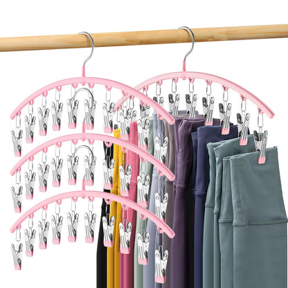 Volnamal Legging Organizer for Closet,2 Pack Metal Yoga Pants Hangers w/10 Clips Hold 20 Leggings,Space Saving Hanging Closet Organizer Clothes Hanger College Dorm Essentials Apartment Essential,Black