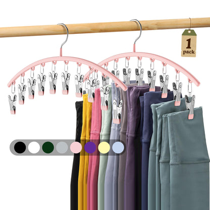 Volnamal Legging Organizer for Closet,2 Pack Metal Yoga Pants Hangers w/10 Clips Hold 20 Leggings,Space Saving Hanging Closet Organizer Clothes Hanger College Dorm Essentials Apartment Essential,Black