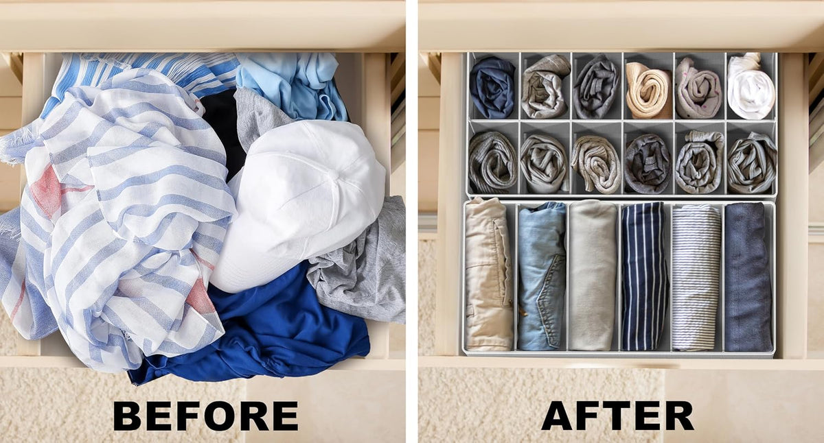Simple Houseware 4-Pack Drawer Organizer Set for Underwear/Socks/Bra, Gray