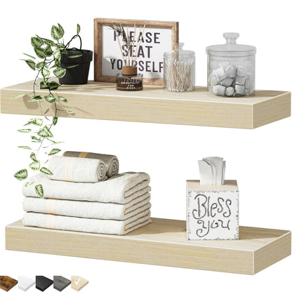 QEEIG Bathroom Floating Shelves for Wall (Brown, Set of 2, 15.7")