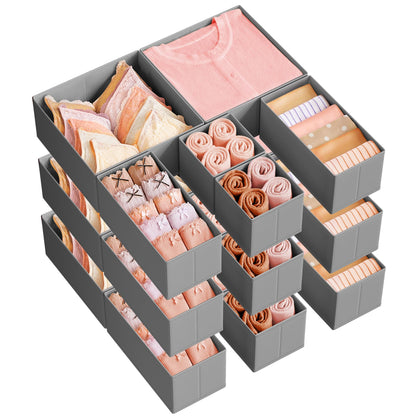 SONGMICS Drawer Organizers, Set of 12, Foldable Fabric Storage Boxes
