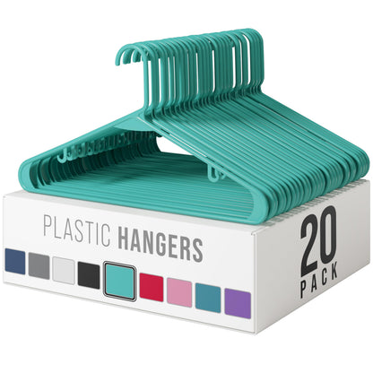 Plastic Hangers 20 Pack Black - Clothes Hangers - Makes The Perfect Coat Hanger and General Space Saving Hangers for Closet and New Apartment Essentials - Percheros Ganchos para Colgar Ropa Hangars