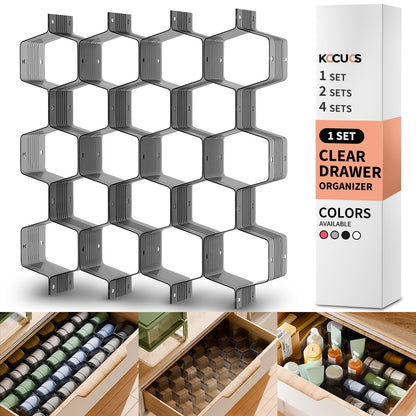 Honeycomb Separator Adjustable Drawer Organizer Divider for Underwear Belt-Scarf Socks Organizer (White(2pcs))