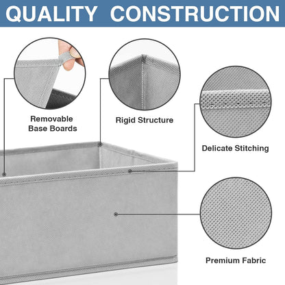 Criusia Drawer Organizer Clothes 12 Pack, Dresser Organizer for Nursery Bedroom Closet Organization and Storage - Baby Clothes Organizer Bins - Drawer Divider for Sock Underwear Bra Ties (Grey)