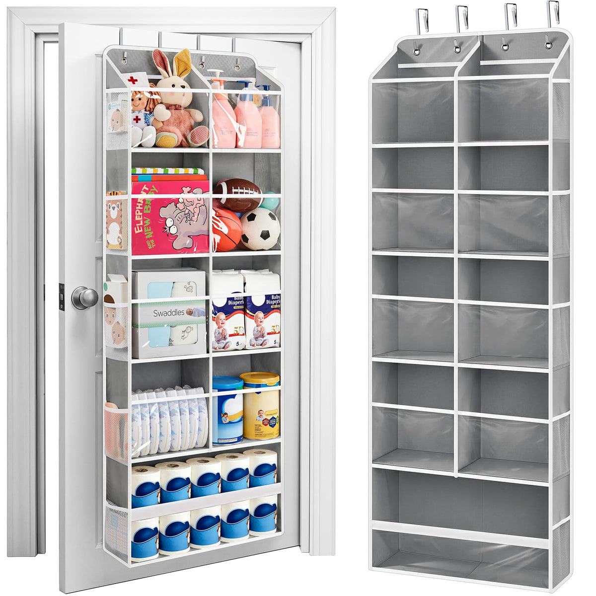 JARLINK Over the Door Organizer for Bedroom, Pantry Bathroom, 5 Shelf Beige