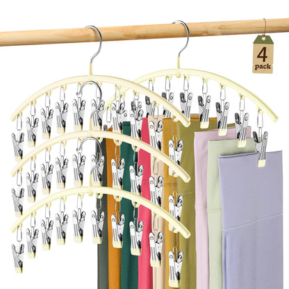 Volnamal Legging Organizer for Closet,2 Pack Metal Yoga Pants Hangers w/10 Clips Hold 20 Leggings,Space Saving Hanging Closet Organizer Clothes Hanger College Dorm Essentials Apartment Essential,Black