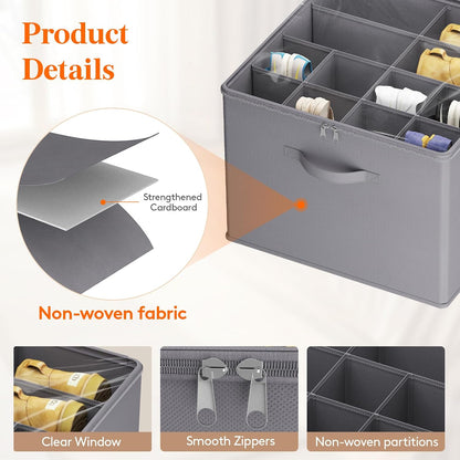 Lifewit Shoe Storage Organizer for Closet, Holder Box, 2 Pack, Gray