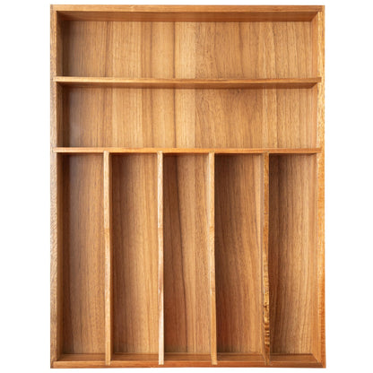 Besilord Silverware Organizer Kitchen Drawer Organizer Utensil Organizer Bamboo Silverware Holder Cutlery Organizer in Drawer Flatware Organizer Tray(5 slots, Natural