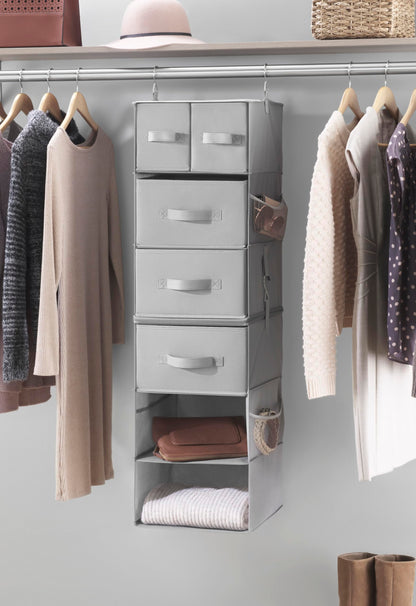Whitmor 5 Section Closet Organizer - Hanging Shelves with Sturdy Metal Frame